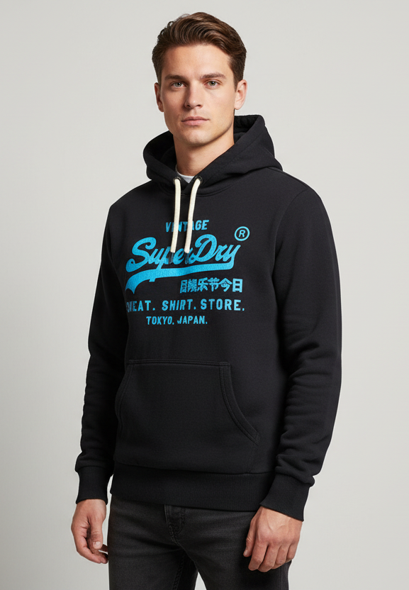 Sweat à capuche Black Navy Superdry homme